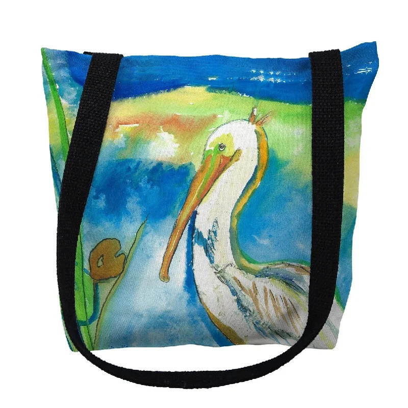 Handle bags with neutral leather for elegance -White Pelican Small Tote Bag 13x13