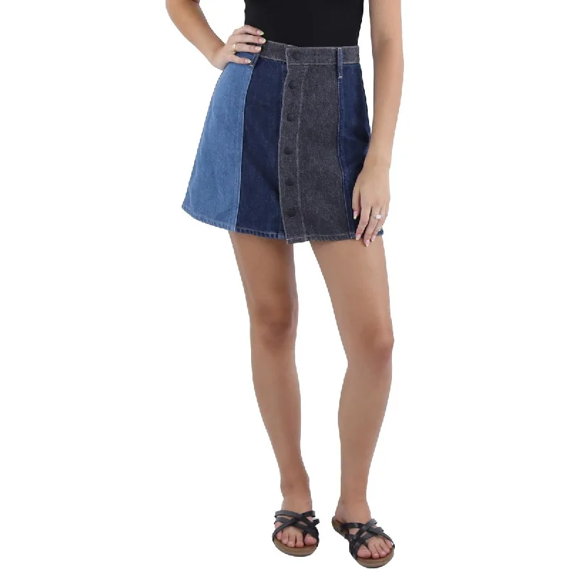 Soft skirts with gentle fabric drape -AG Adriano Goldschmied Womens Mini A-lIne Denim Skirt