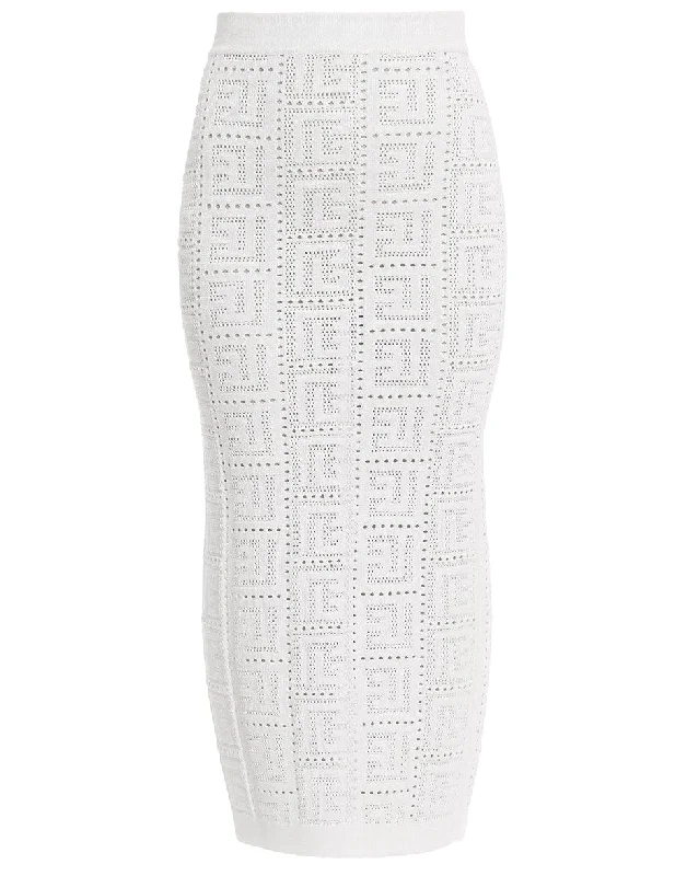 Designer skirts for luxury fashion flair -Monogram Mesh Knitted Skirt