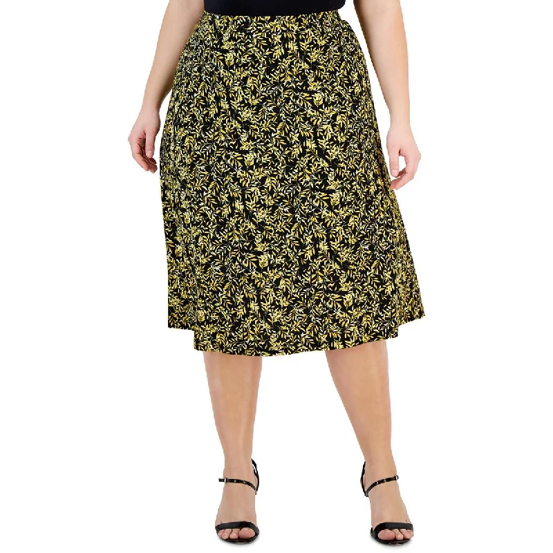 A-line skirts with flared hem elegance -Kasper Womens Plus Printed  Midi Skirt