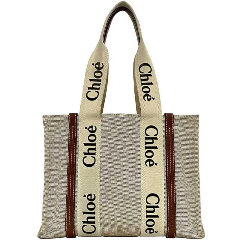 Handle bags with vibrant colors for boldness -Chloé    Canvas Leather Tote Bag (Pre-Owned)