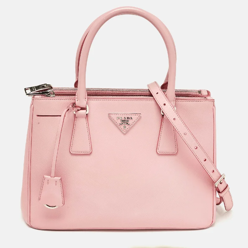 Handle bags with vegan suede for softness -Prada Pink Saffiano Leather Medium Galleria Tote