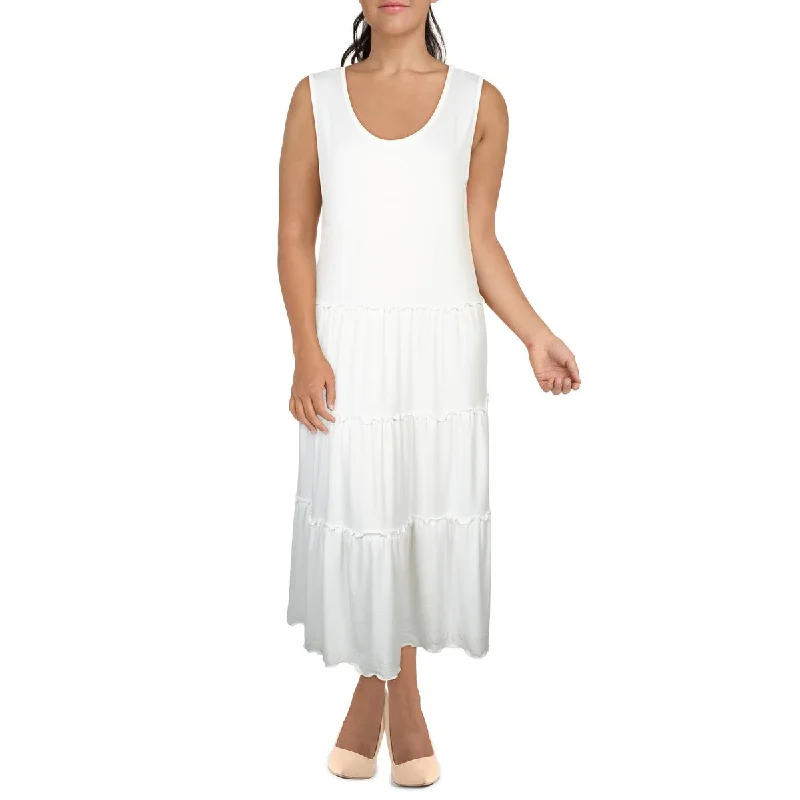 Patchwork Dresses for Bohemian -White Mark Womens Plus Jersey Sleeveless Maxi Dress