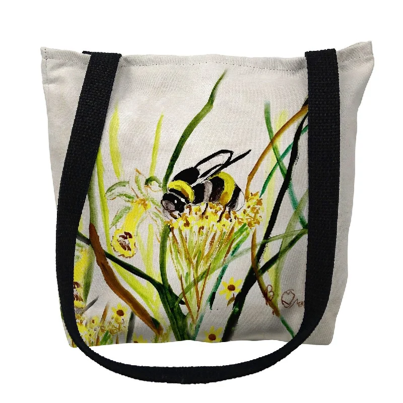 Handle bags with pastel colors for softness -Bee & Flower Small Tote Bag 13x13