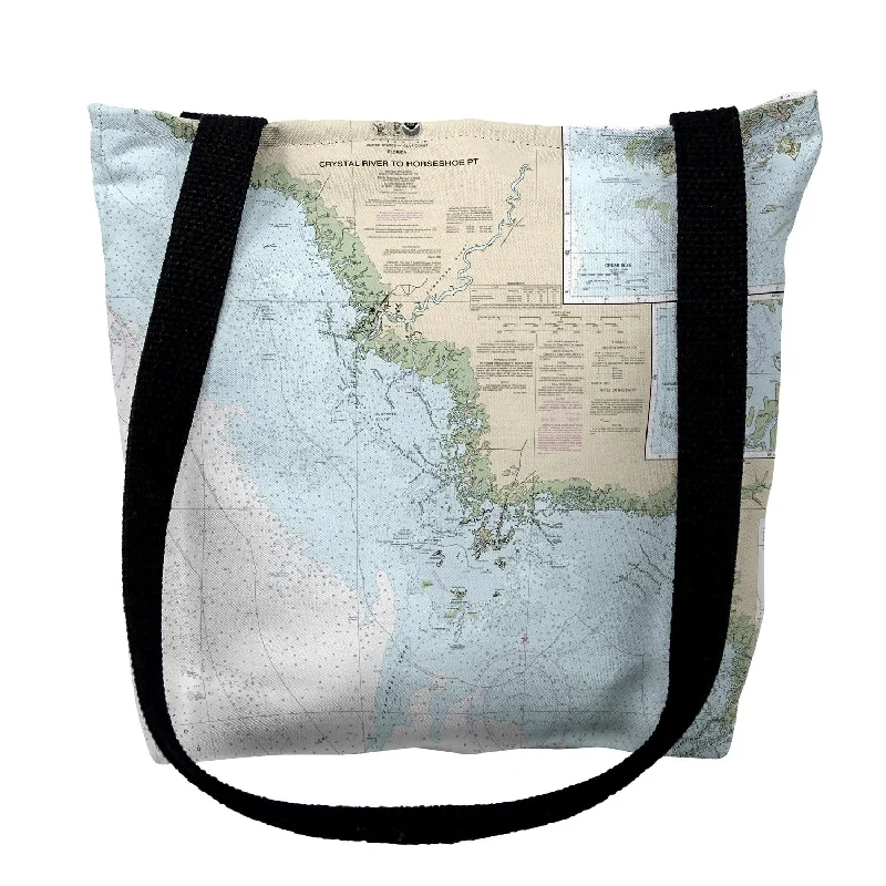 Handle bags with multi-color weaves for vibrancy -Crystal River to Horseshoe Point, FL Nautical Map Medium Tote Bag 16x16 - 16 inches x 16 inches