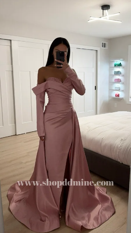 Khaki Dresses for Casual -OFF SHOULDER SWEETHEART NECKLINE DRAPE SKIRT GOWN