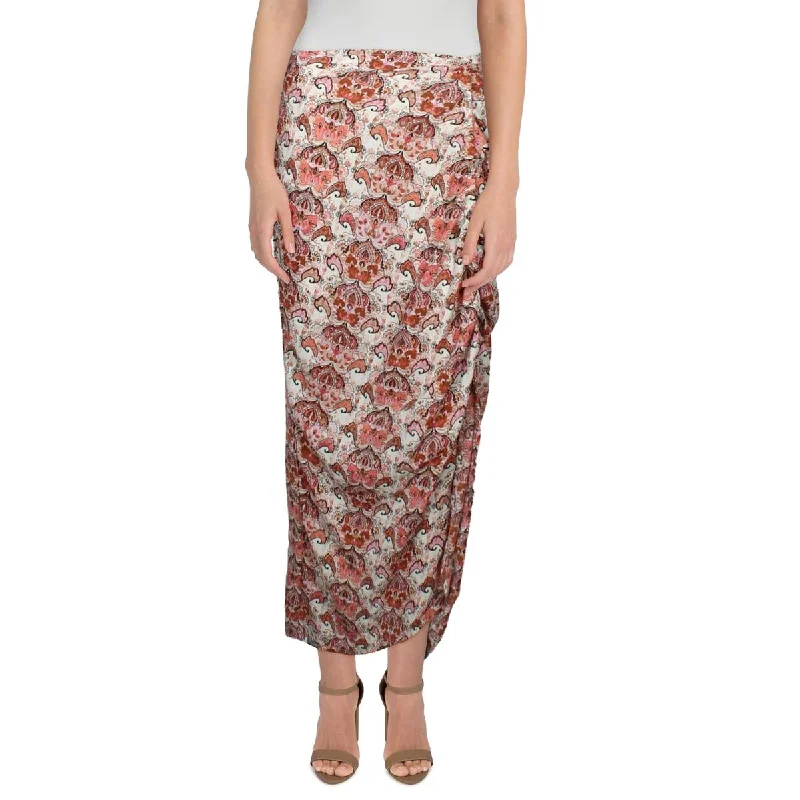 Silk Dresses for Luxurious -Status by Chenault Womens Below Knee Printed Midi Skirt