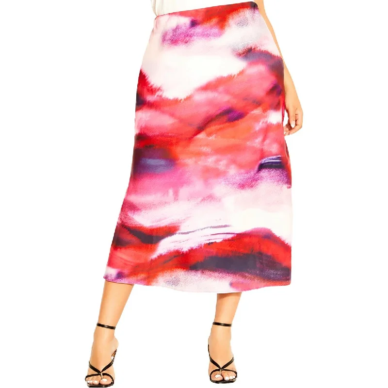 Luxury skirts with shimmering sequin details -City Chic Womens Midi Printed A-Line Skirt