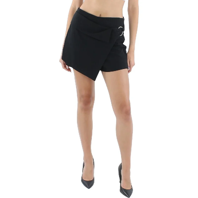 Designer skirts with premium fabric finish -City Studio Womens Juniors Crepe O-Ring Mini Skirt