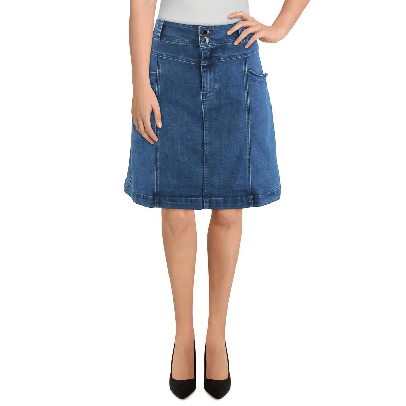 Soft cotton skirts for cozy comfort -City Chic Womens Plus Mini Jean Denim Skirt