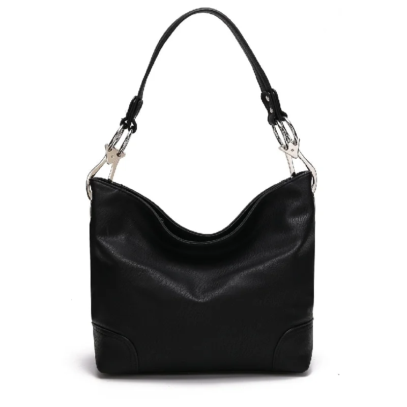 Foldable handle bags for easy storage convenience -Mkfcollection Emily Hobo Bag Vegan Leather Designer Handbag