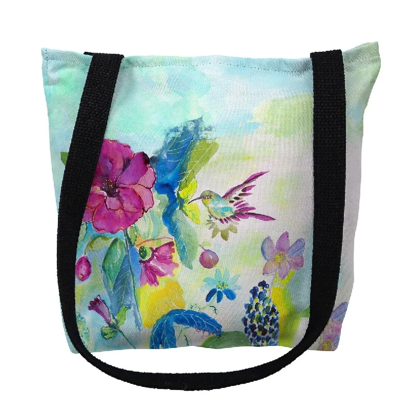 Handle bags with laptop sleeves for work -Hummingbird & Garden Small Tote Bag 13x13