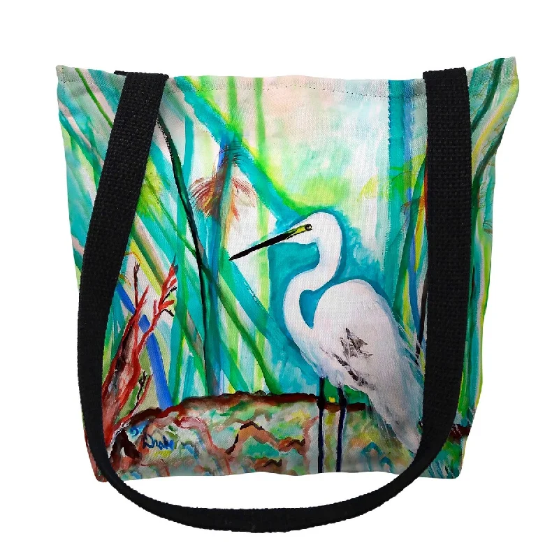 Handle bags with bold stripes for trendiness -Egret in Marsh Small Tote Bag 13x13