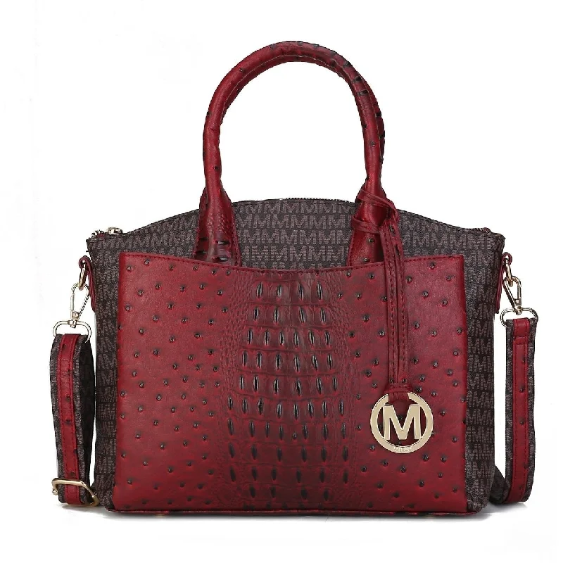 Handle bags with soft velvet for luxury -Mkfcollection Collins Signature Shoulder Bag Vegan Leather Designer Handbag