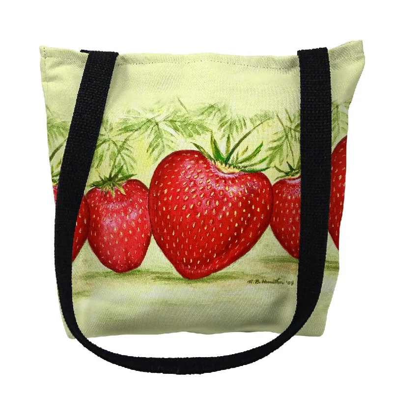 Handle bags with rugged canvas for outdoors -Strawberries Small Tote Bag 13x13