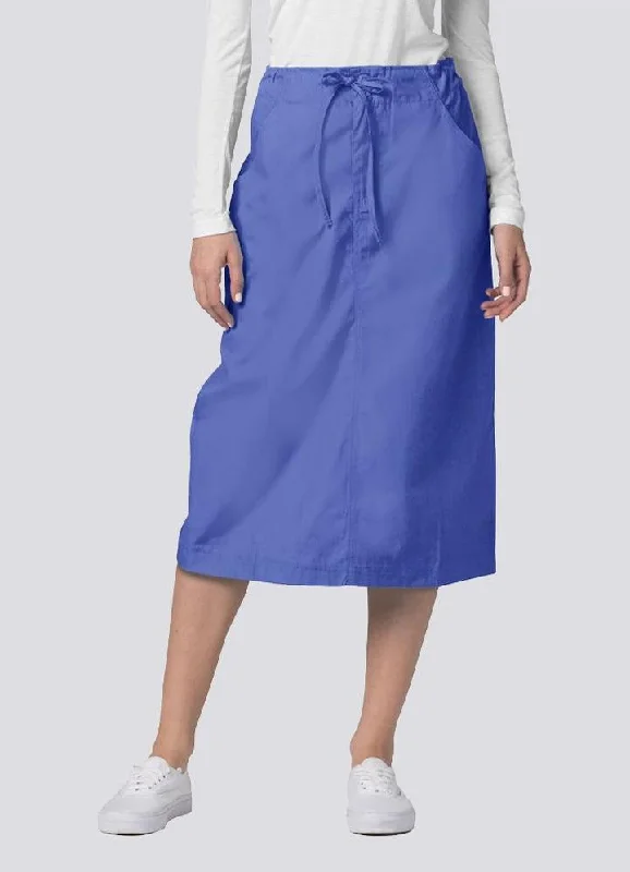 Durable skirts with reinforced seam strength -Mid-Calf Length Drawstring Skirt by Adar 6-24 / CEIL BLUE