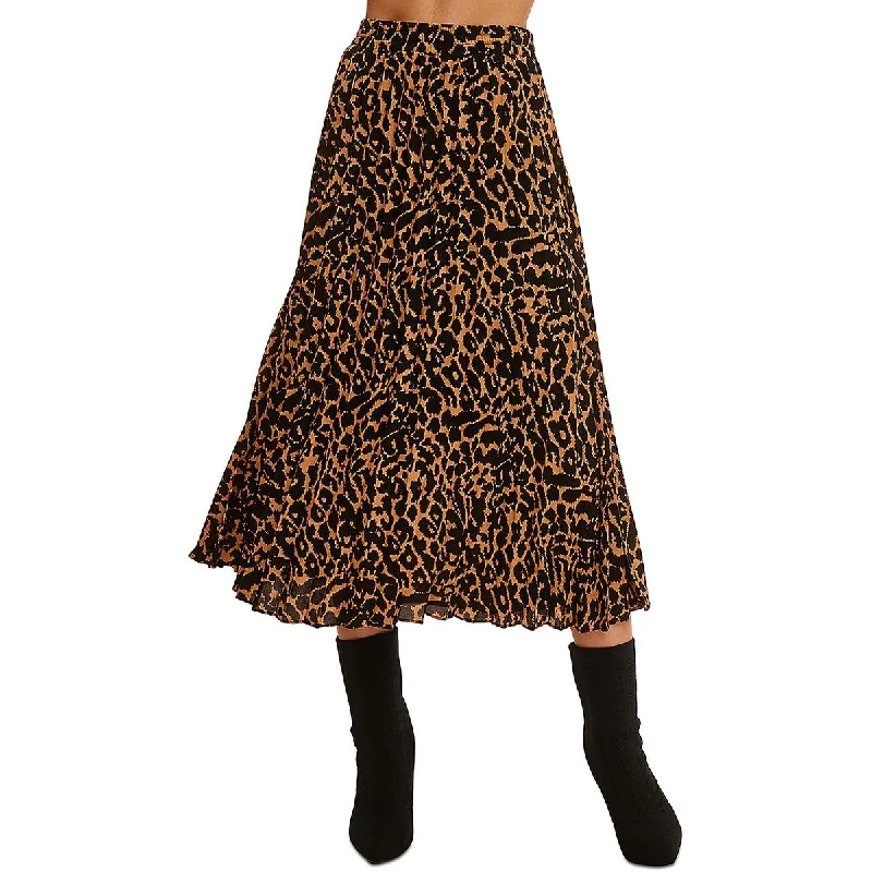 Strapless Dresses for Glamorous -Single Thread Womens Chiffon Animal Print Midi Skirt