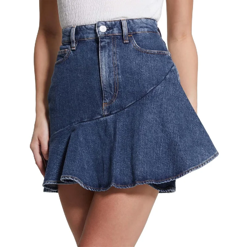 Soft skirts with gentle fabric drape -Guess Womens Claud Faux Wrap Short Mini Skirt