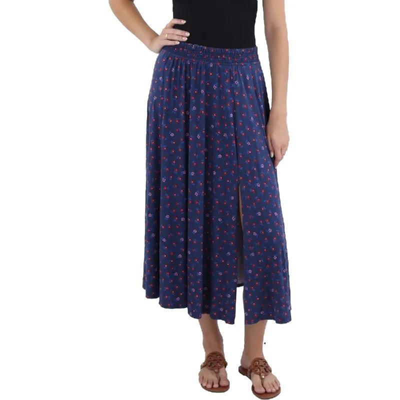 Ruffled midi skirts for delicate feminine touch -Draper James Womens Midi Side Slit A-Line Skirt