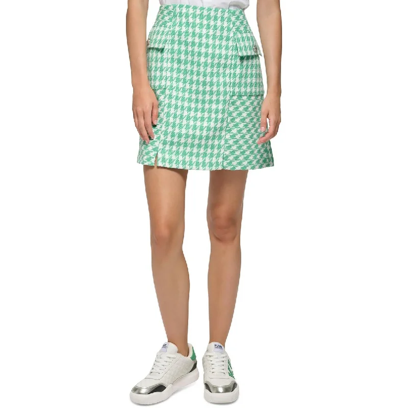 Casual skirts for effortless everyday wear -Karl Lagerfeld Paris Womens Short Houndstooth Mini Skirt