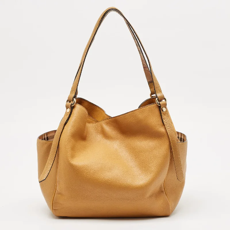 Handle bags with soft linings for protection -Burberry Mustard Leather Canterbury Tote