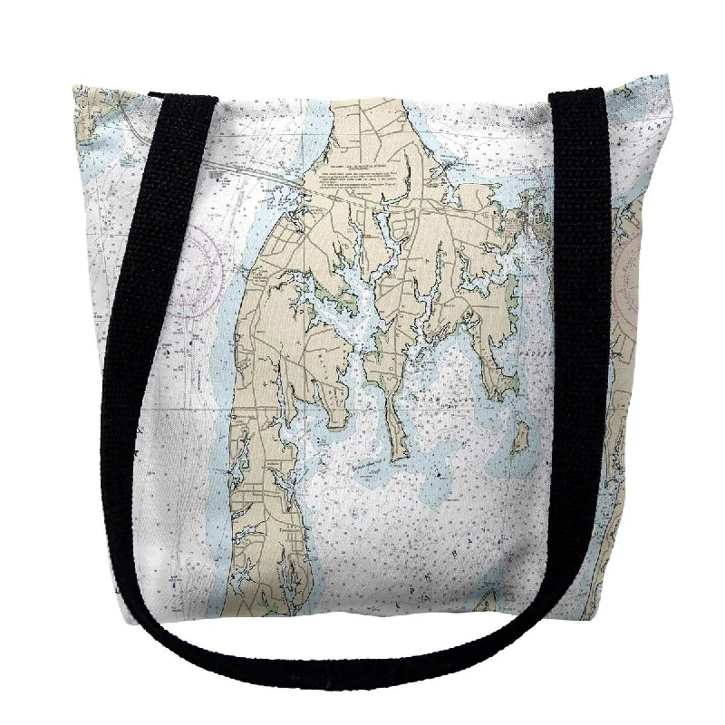 Handle bags with vibrant colors for boldness -Kent Island II, MD Nautical Map Medium Tote Bag 16x16 - 16 inches x 16 inches