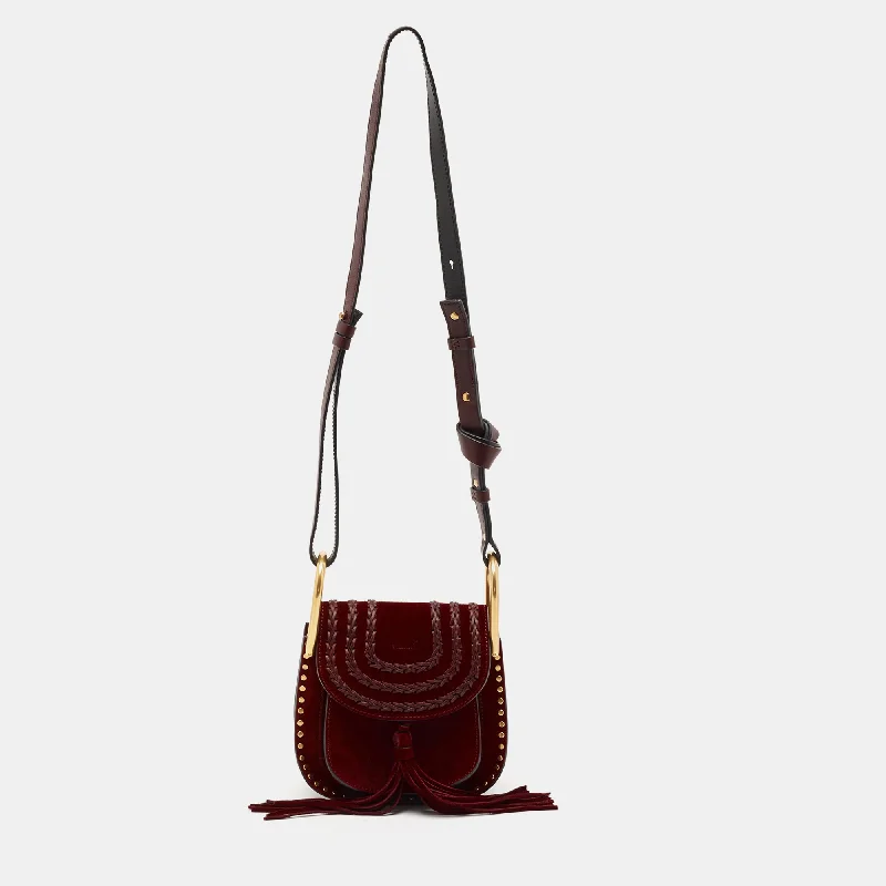 Handle bags with vibrant colors for boldness -Chloe Burgundy Leather And Suede Mini Hudson Shoulder Bag