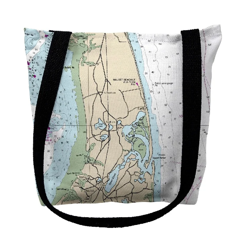 Handle bags with lightweight nylon for ease -Cape Cod - Nauset Beach, MA Nautical Map Medium Tote Bag 16x16 - 16 inches x 16 inches