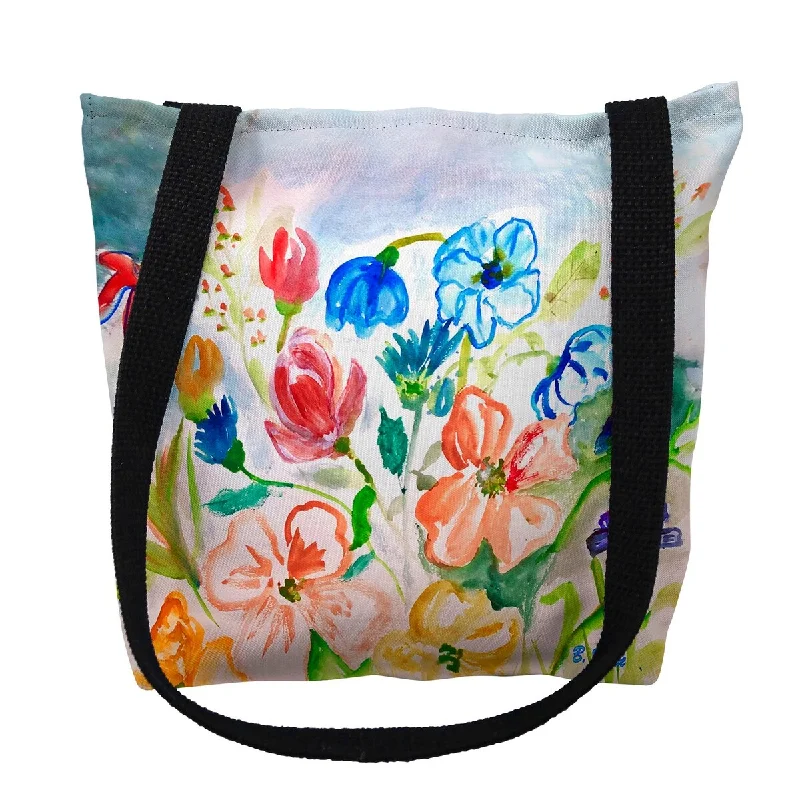 Handle bags with expandable sides for flexibility -Colorful Flowers Small Tote Bag 13x13