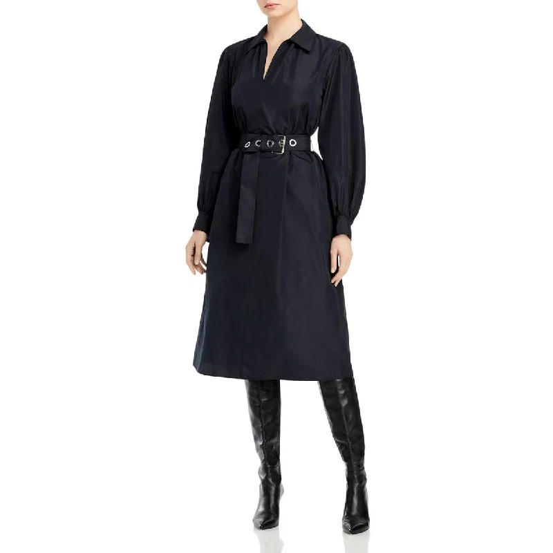 Blue Dresses for Classic -Lafayette 148 New York Womens Bishop Sleeve Calf Midi Dress