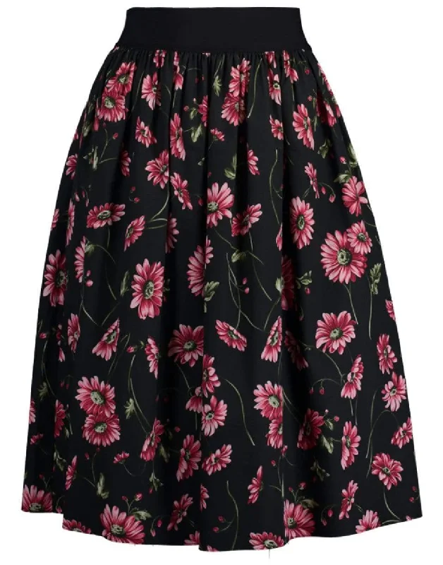 Casual linen skirts for breezy days -Floral Print Midi Skirt