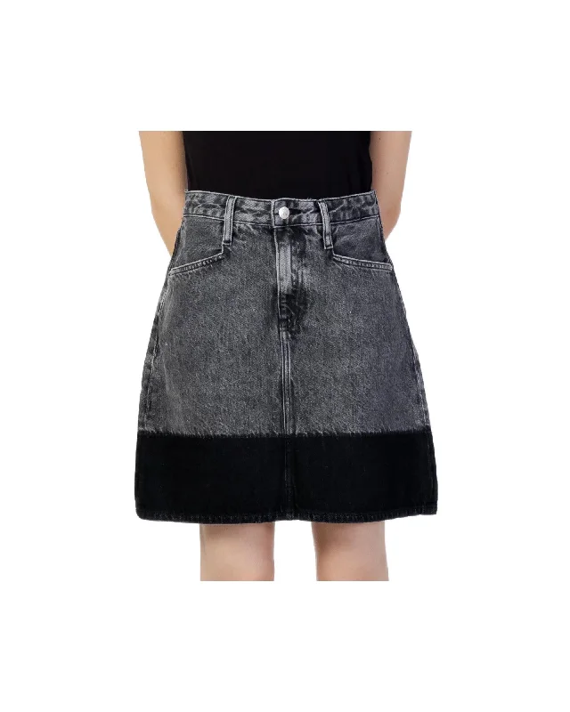 Midi pencil skirts for polished business attire -Calvin Klein Jeans Women's Distressed Denim A-Line Skirt  Calvin Klein Jeans A-Line Denim Skirt with Patch Details  Calvin Klein Jeans Black Denim Skirt with Distressed and Patch Design