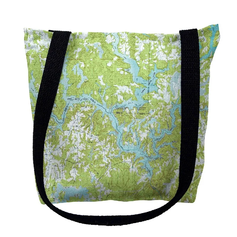 Durable handle bags for heavy-duty everyday use -Lewis Smith Lake, AL Nautical Map Medium Tote Bag 16x16 - 16 inches x 16 inches