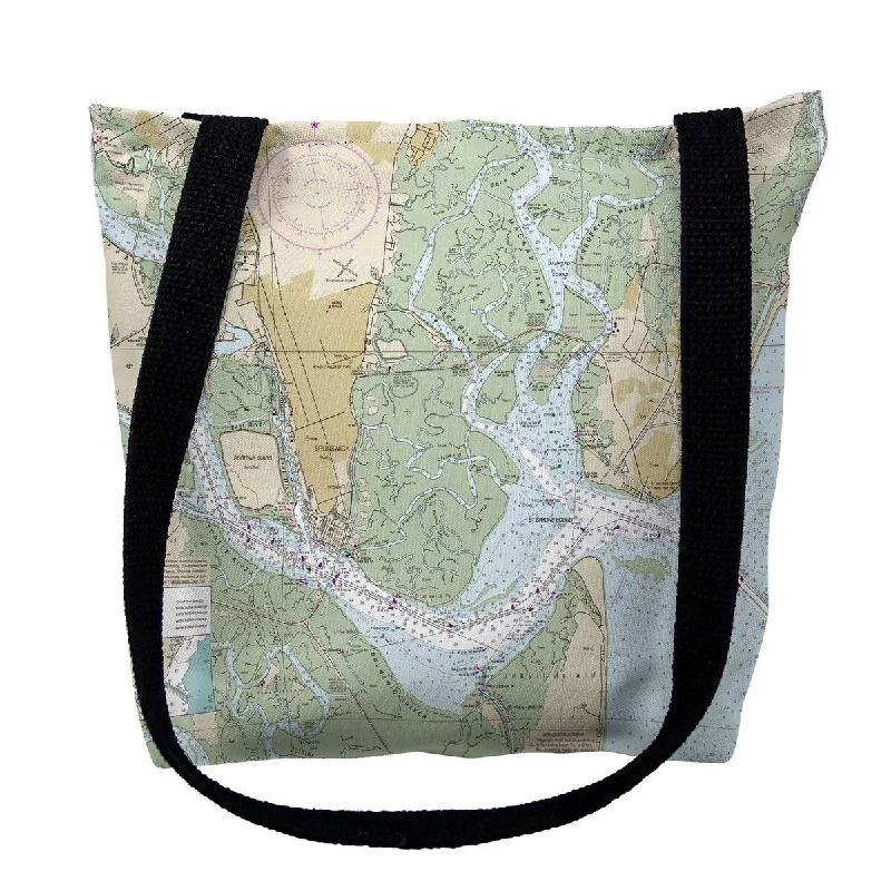 Handle bags with expandable sides for flexibility -St Simons Sound, GA Nautical Map Medium Tote Bag 16x16 - 16 inches x 16 inches