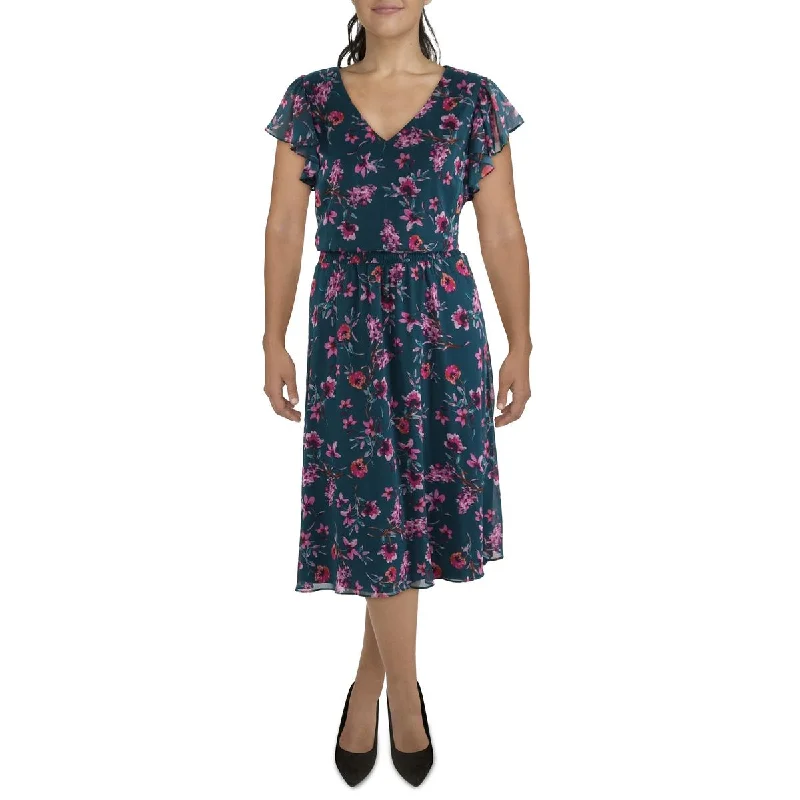 Sundress Dresses for Sunny -MSK Womens Plus Floral Smocked Midi Dress