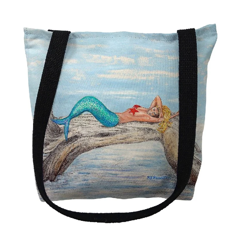 Handle bags with bold checks for trend -Mermaid on Log Right Small Tote Bag 13x13