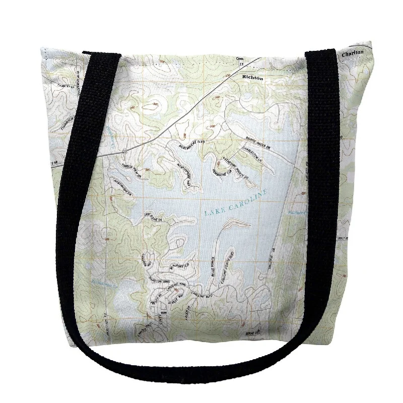 Handle bags with fun slogans for personality -Lake Caroline, MS Nautical Map Medium Tote Bag 16x16 - 16 inches x 16 inches