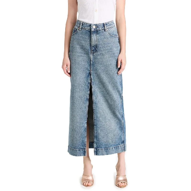 Flared Dresses for Retro -DL1961 Womens Asra Mid-Rise Denim Maxi Skirt