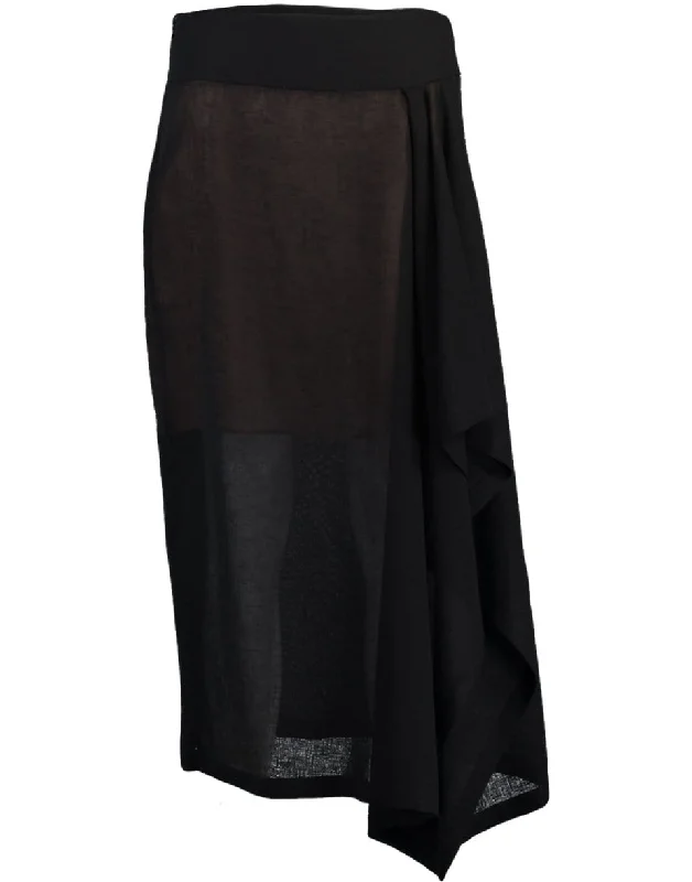 Affordable skirts with trendy slit details -Linen Gauze Pareo Skirt