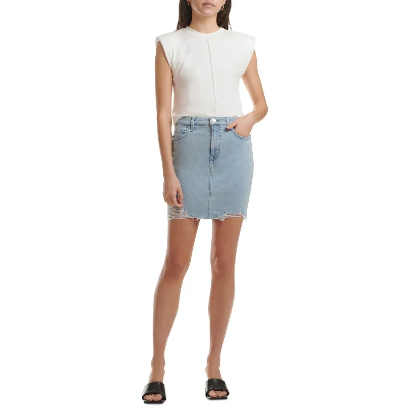 Cute mini skirts for fun party nights -Jen7 Womens Mini Frayed Hem Denim Skirt