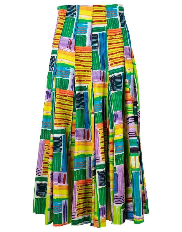 A-line skirts for classic wardrobe essentials -Velleta Printed Cotton-Blend Skirt