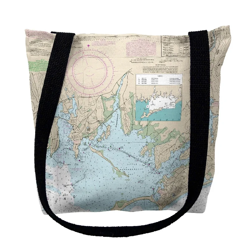 Handle bags with animal prints for flair -Westerly, Little Narragansett Bay, RI Nautical Map Medium Tote Bag 16x16 - 16 inches x 16 inches