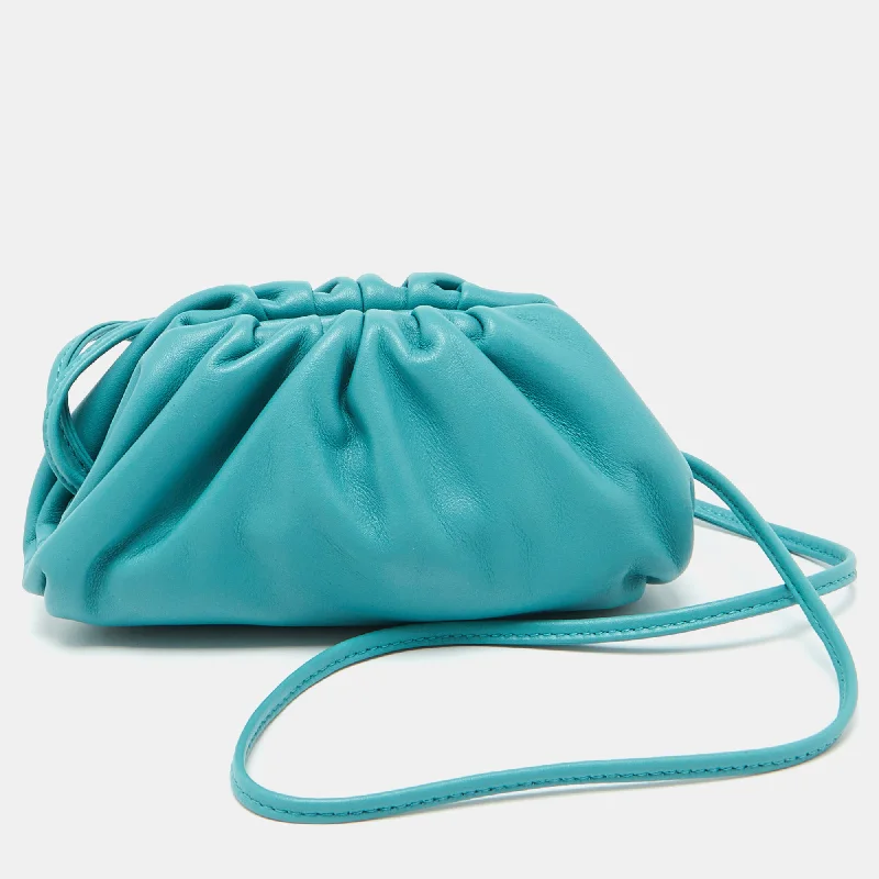 Handle bags with modern cutouts for style -Bottega Veneta Light Blue Leather Extra Mini The Pouch