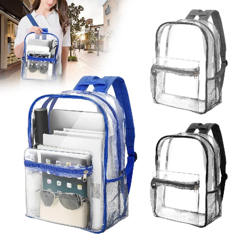 Handle bags with compact designs for portability -Men's Clear PVC Backpack Heavy Duty