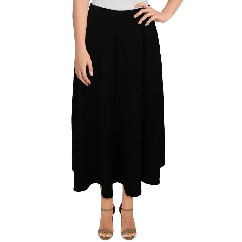 Soft linen skirts for gentle warm wear -White Mark Womens Plus Pull On A-Line Midi Skirt