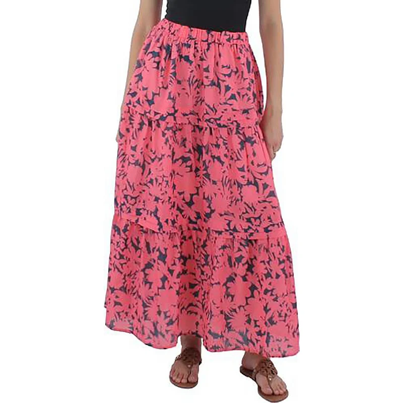 Wrap skirts for easy adjustable fit -Beulah Womens Floral Print Long Maxi Skirt