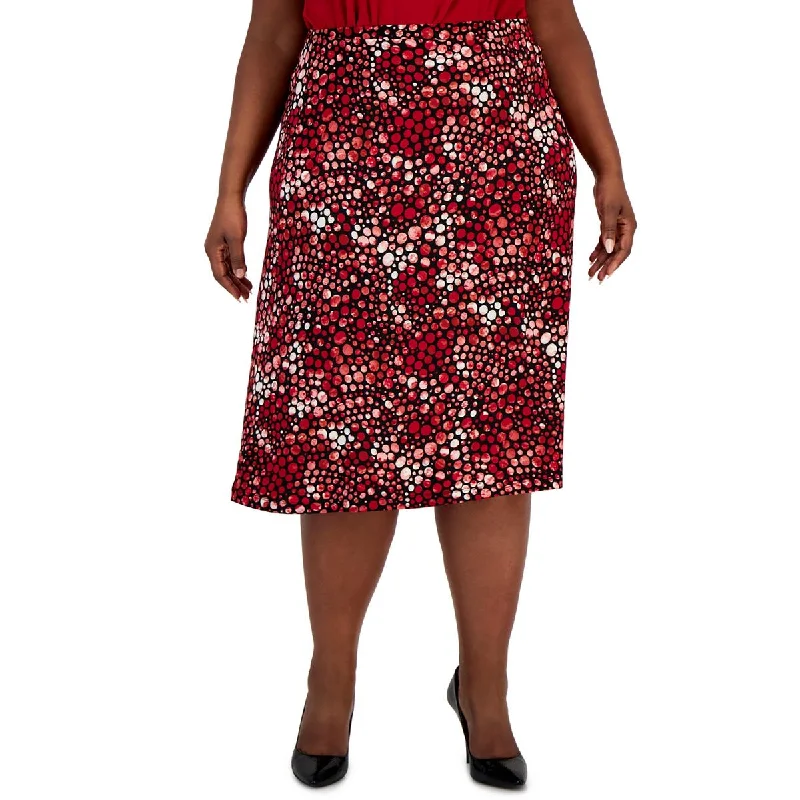 Casual skirts for relaxed weekend lounging -Kasper Womens Plus Midi Printed Midi Skirt