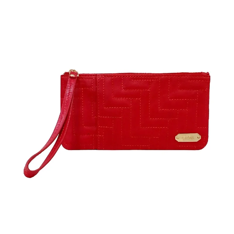 Handle bags with perforated details for style -Lodis Womens Signature Quilt Zip Pouch Wristlet Wallet