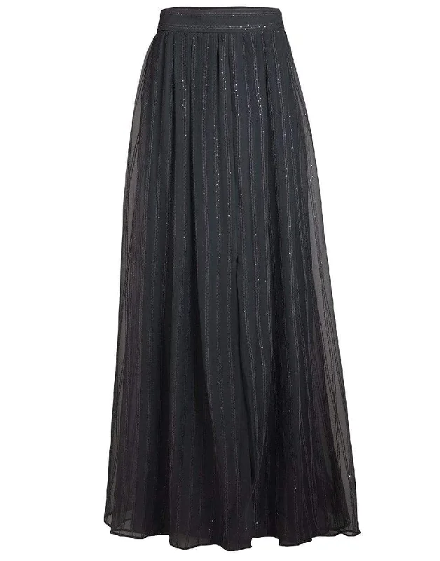 Wrap skirts with tie-front detail charm -Paillette Stripe Maxi Skirt