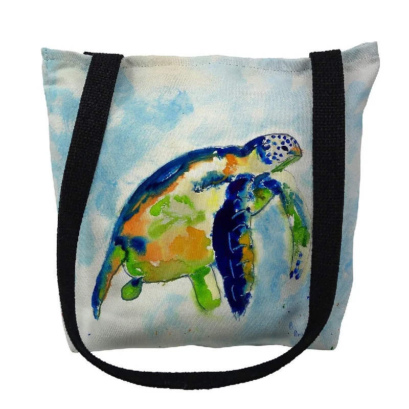 Handle bags with sturdy bases for stability -Blue Sea Turtle Small Tote Bag 13x13